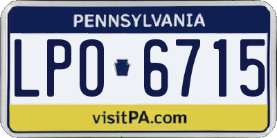 PA license plate LPO6715
