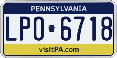 PA license plate LPO6718