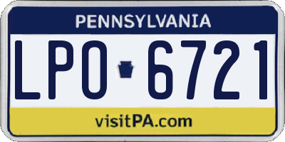 PA license plate LPO6721
