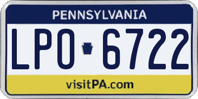 PA license plate LPO6722