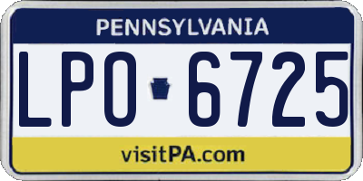 PA license plate LPO6725