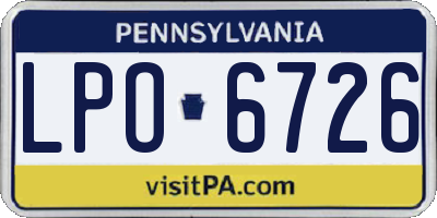 PA license plate LPO6726