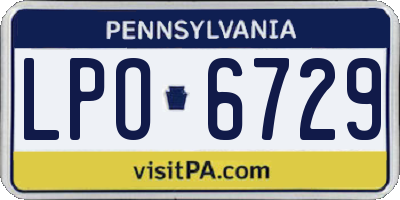 PA license plate LPO6729