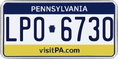 PA license plate LPO6730