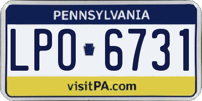 PA license plate LPO6731