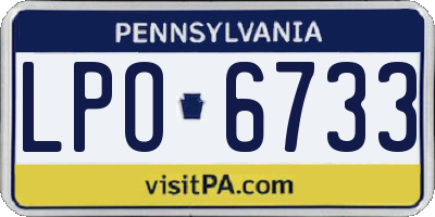 PA license plate LPO6733