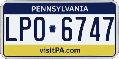 PA license plate LPO6747