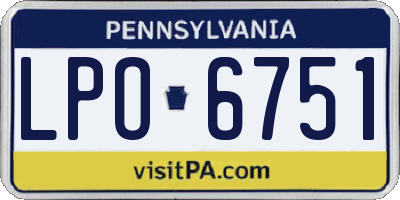 PA license plate LPO6751