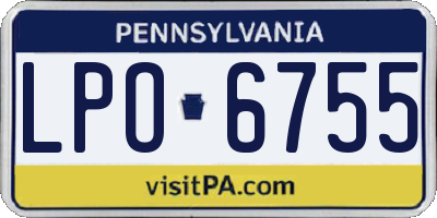 PA license plate LPO6755