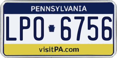 PA license plate LPO6756