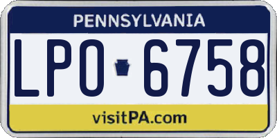 PA license plate LPO6758