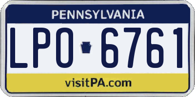 PA license plate LPO6761