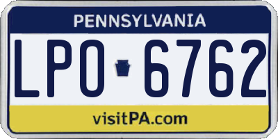 PA license plate LPO6762