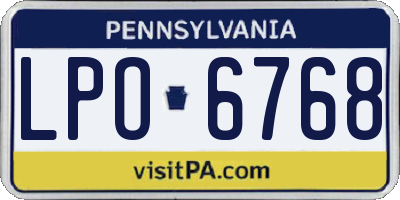 PA license plate LPO6768
