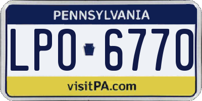 PA license plate LPO6770
