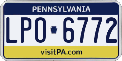 PA license plate LPO6772