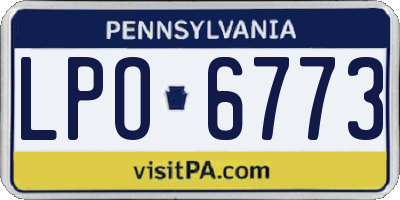 PA license plate LPO6773