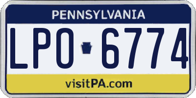 PA license plate LPO6774