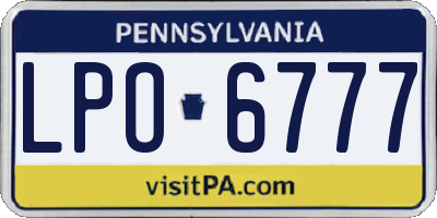 PA license plate LPO6777