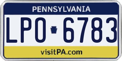 PA license plate LPO6783