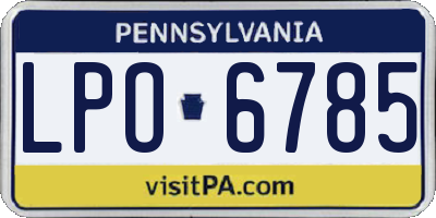 PA license plate LPO6785