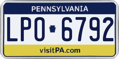 PA license plate LPO6792