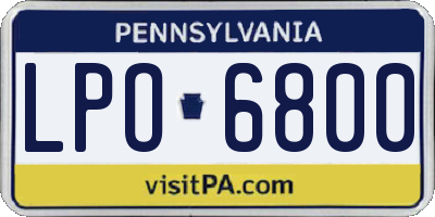 PA license plate LPO6800