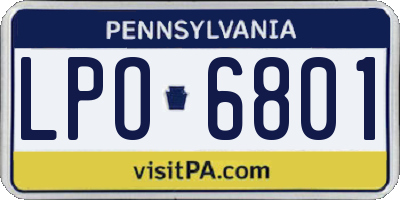 PA license plate LPO6801