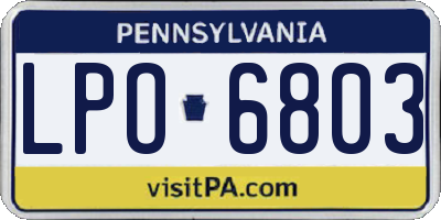 PA license plate LPO6803