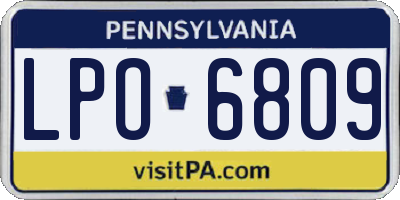 PA license plate LPO6809