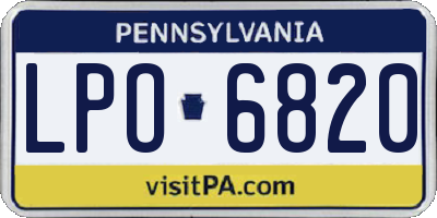 PA license plate LPO6820