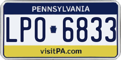 PA license plate LPO6833