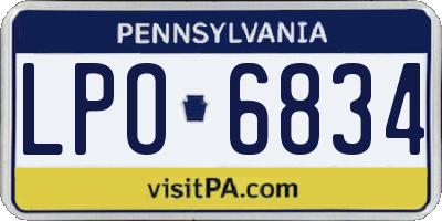 PA license plate LPO6834