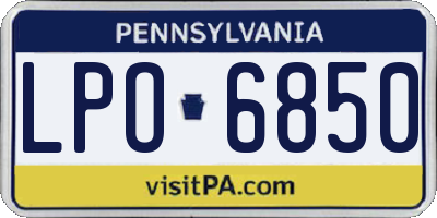 PA license plate LPO6850