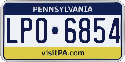 PA license plate LPO6854