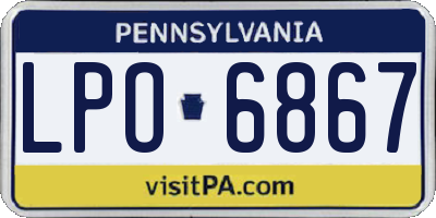 PA license plate LPO6867