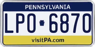 PA license plate LPO6870
