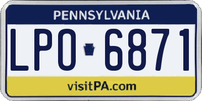 PA license plate LPO6871