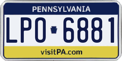 PA license plate LPO6881