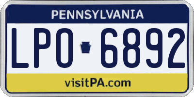 PA license plate LPO6892