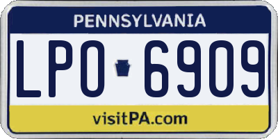 PA license plate LPO6909