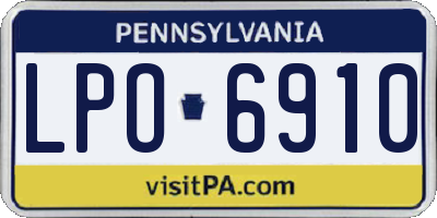 PA license plate LPO6910
