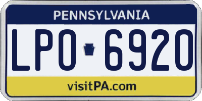 PA license plate LPO6920