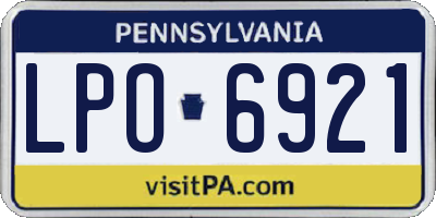PA license plate LPO6921