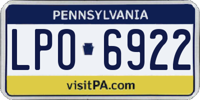 PA license plate LPO6922