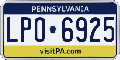 PA license plate LPO6925