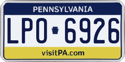 PA license plate LPO6926