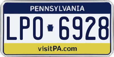 PA license plate LPO6928