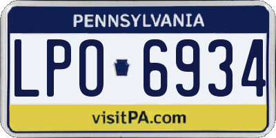 PA license plate LPO6934