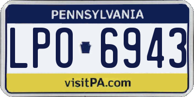 PA license plate LPO6943